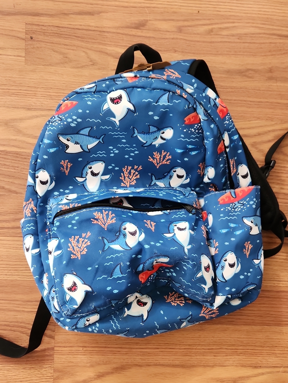 Kids Blue Shark Print Backpack - Unbranded